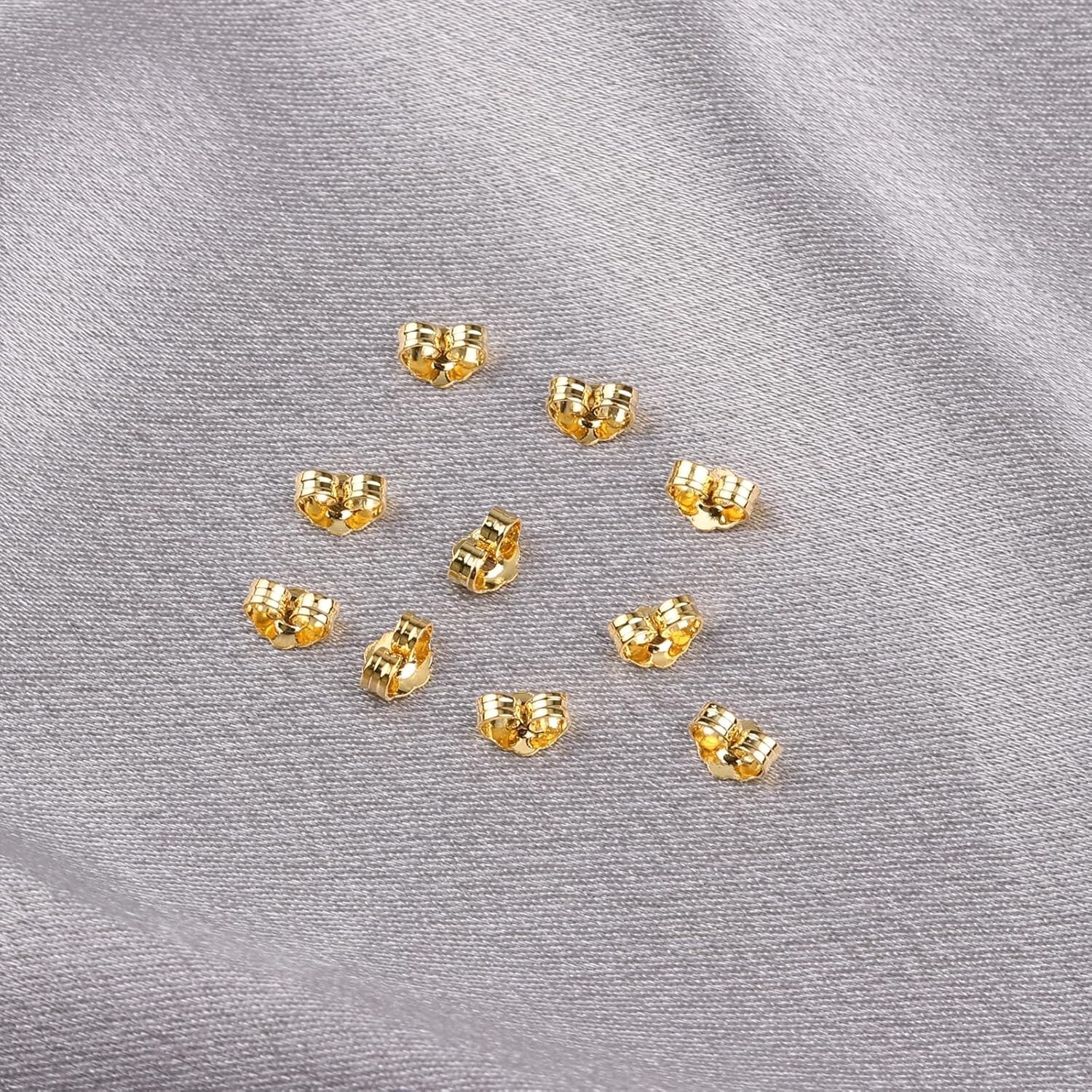 14K Gold Earring Backs Replacements - Hypoallergenic Earring Backs for Studs, Se