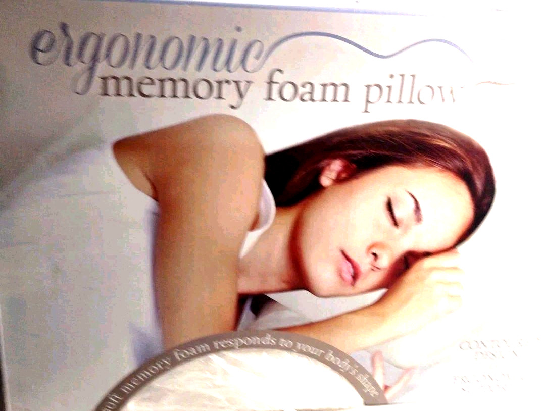 Memory Foam Pillow Ergonomic Neck ,& Head Gentle Support Terry Removable Cover