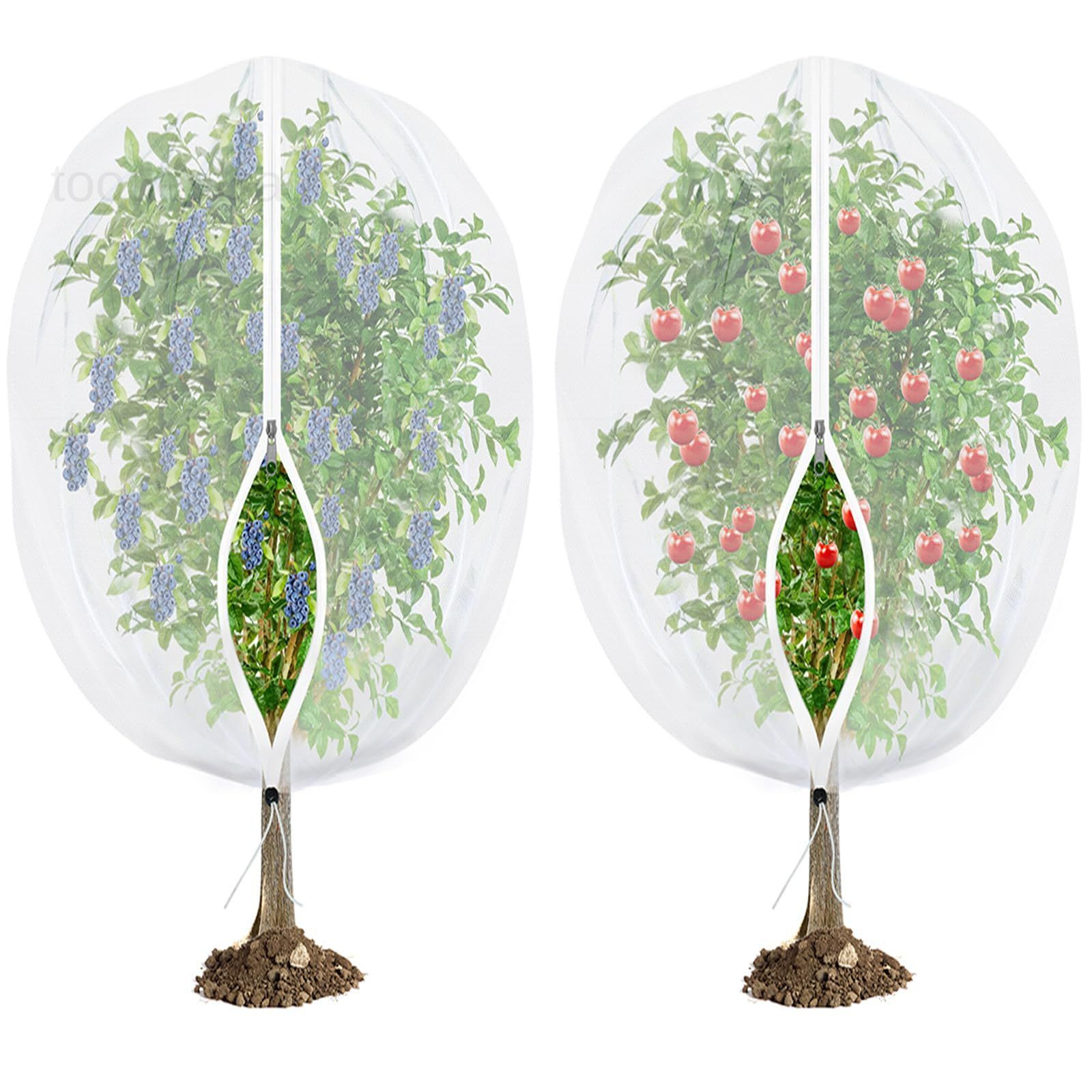 Fruit Tree Netting for Cicadas - with Zipper 2 Pcs 6 x 5.3 x 6 FT, White