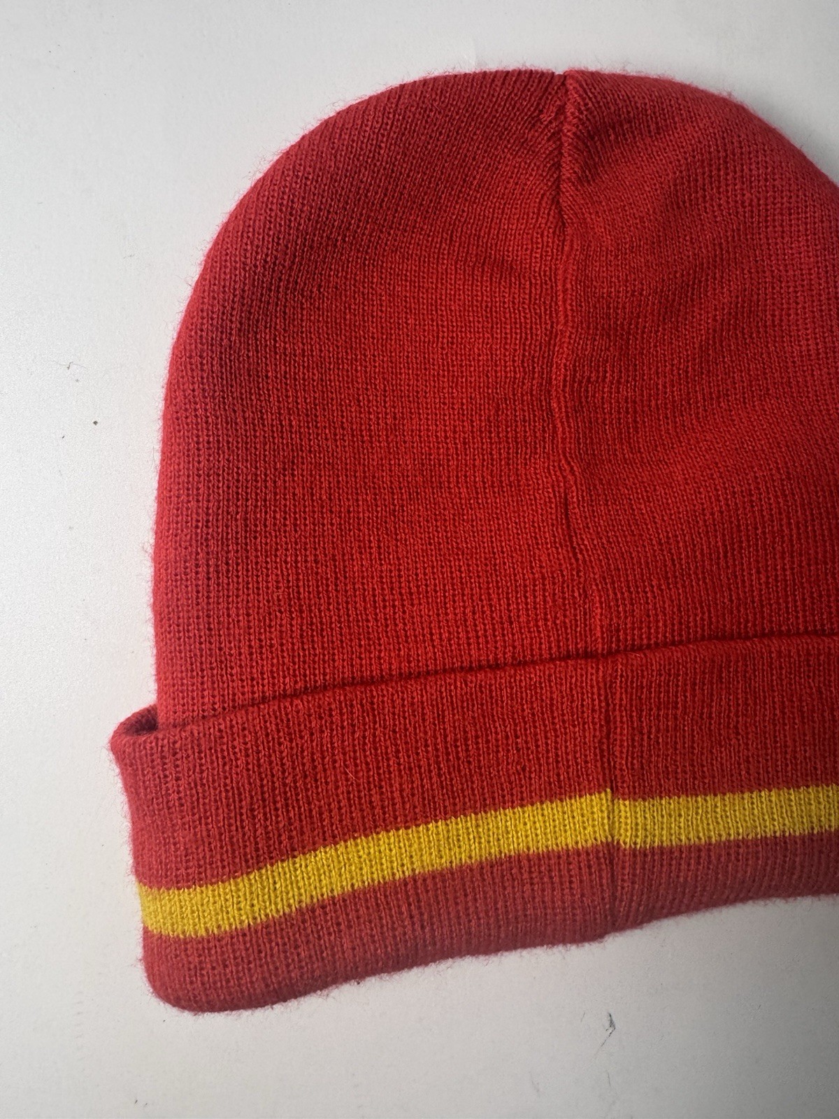 Realmadrid Knit Red & Gold Stocking Hat/Beanie Embroidered Patch Fleece Band