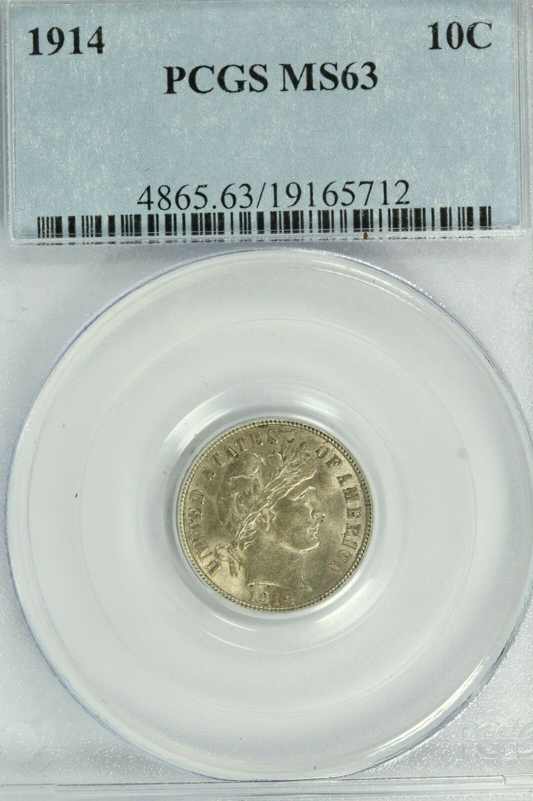 1914 Barber Dime : PCGS MS63