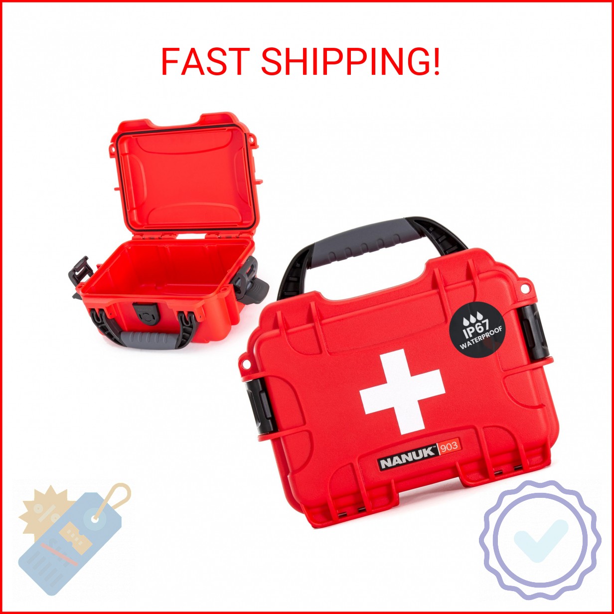 NANUK 903 Waterproof First Aid Box Empty – Durable, Medical First Aid Organizer