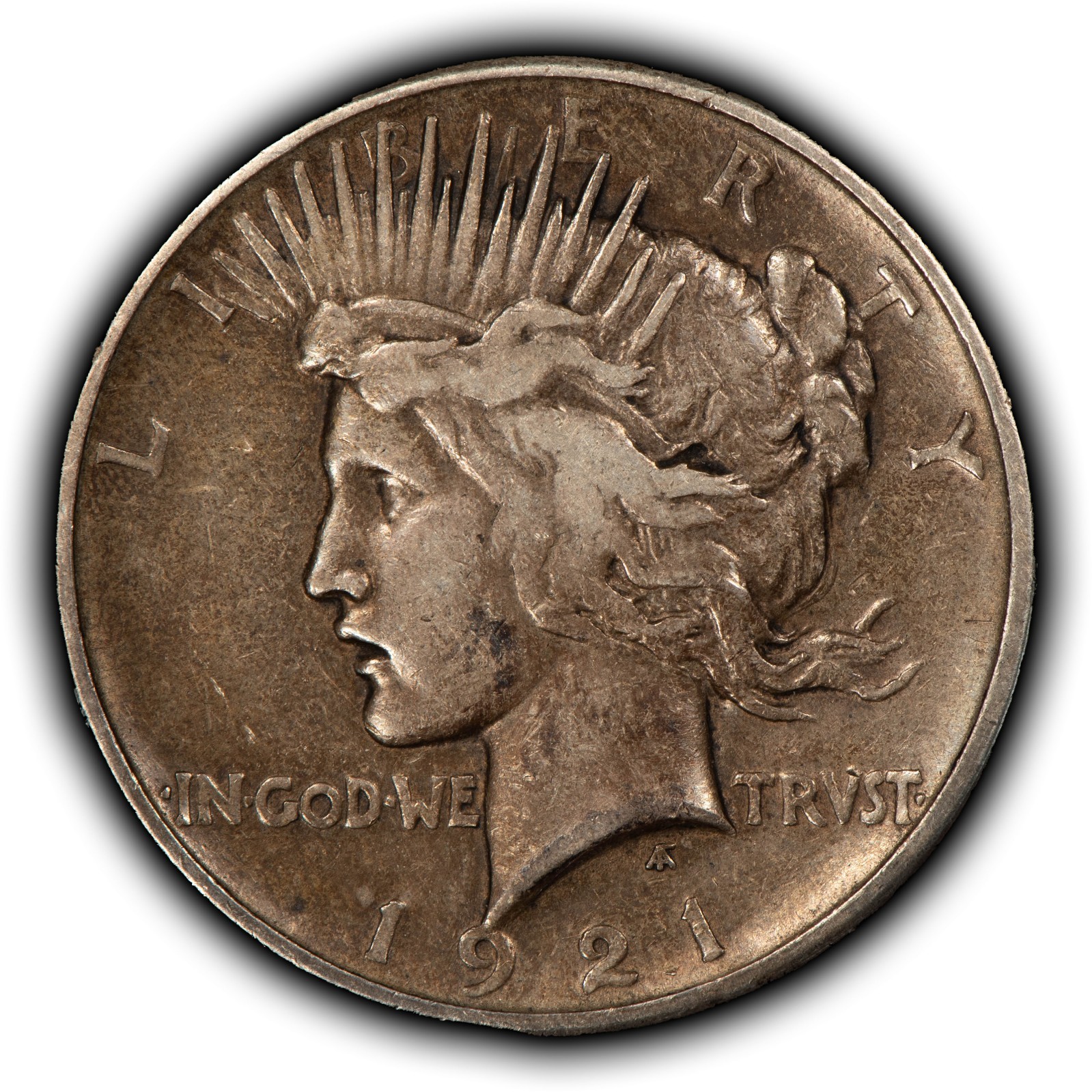 1921 $1 Silver Peace Dollar - Deep Patina - High Relief Key Date - SKU-B5697