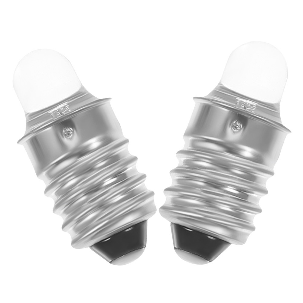 2Pcs Small LED Flashlight Bulbs Replacement Durable Metal Glass Silver Color
