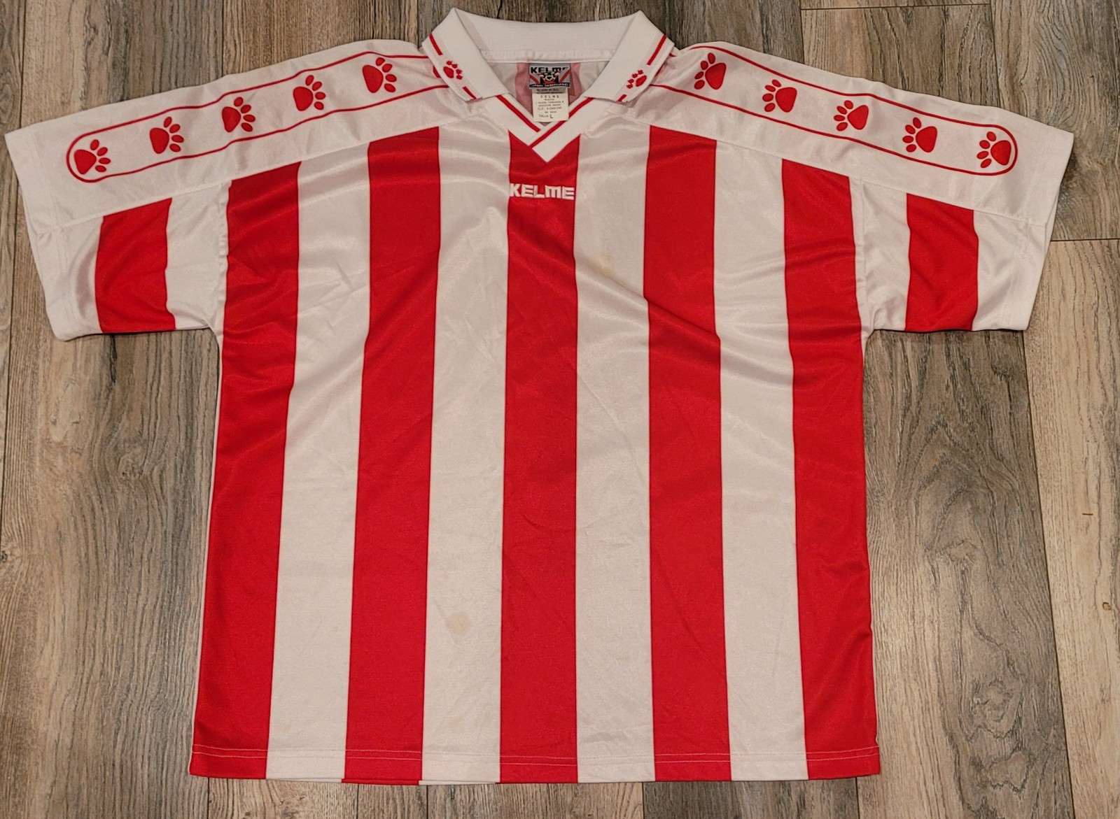 Vintage, Kelme Soccer Jersey, Mens Large, Red White Stripes, Futbol, Paws
