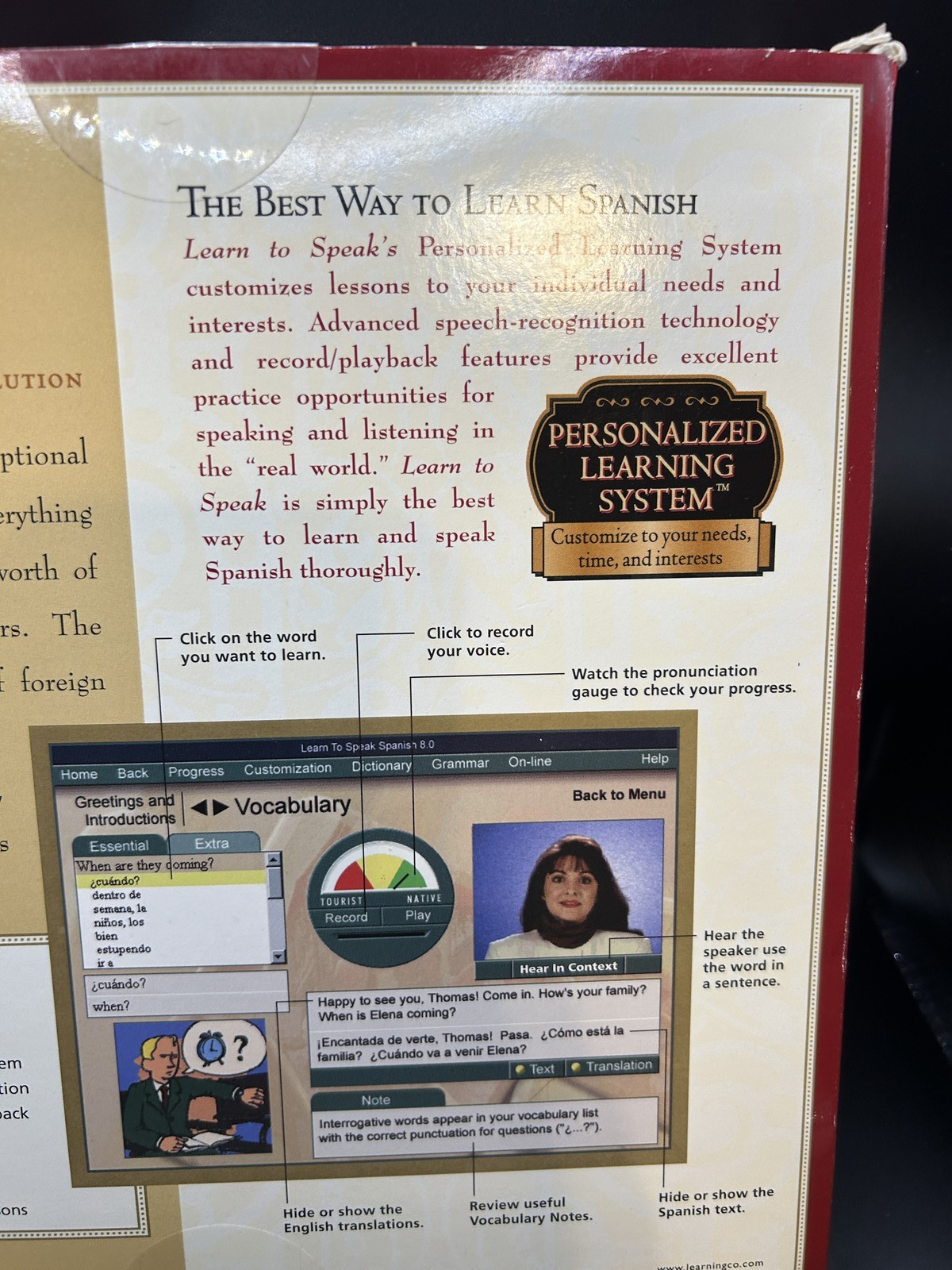 Learn To Speak Spanish Version 8.0 The Learning Company 4-CD Set PC Software