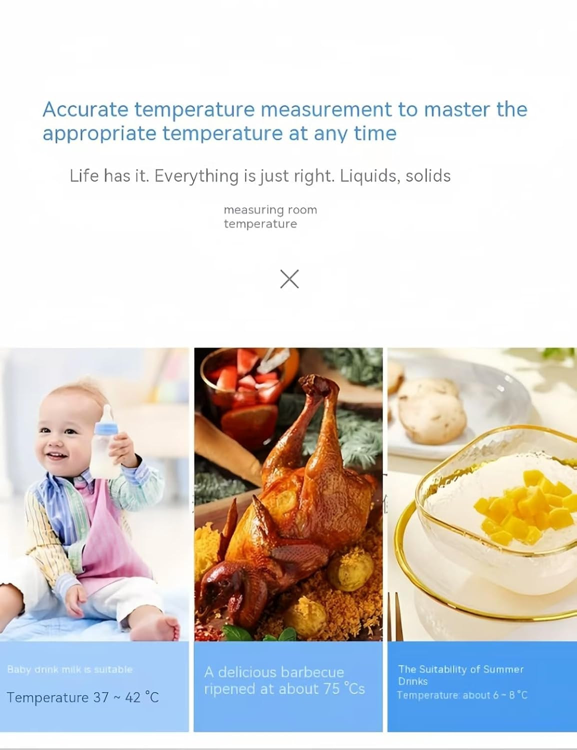 Instant Reading Food Thermometer with Foldable Probe - High Precision Digital Th