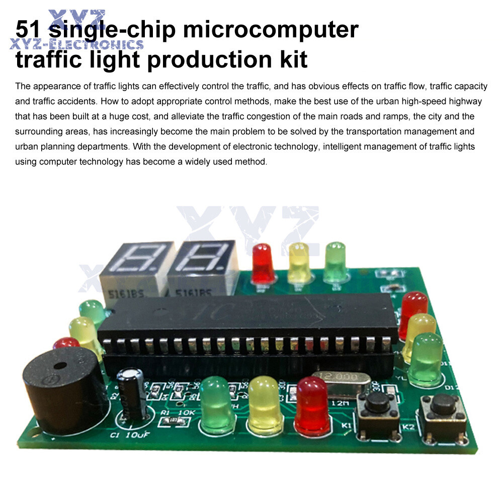 51 Single-chip Microcomputer Traffic Light Signal Light DIY Assembly Kit Set
