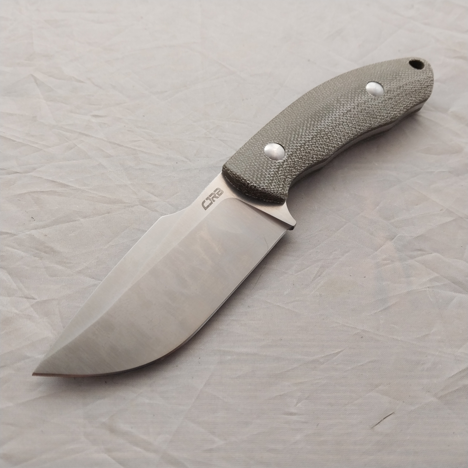 CJRB Mutt OD Green Micarta AR-RPM9 Fixed Blade Knife w/ Belt Sheath 1958ODG