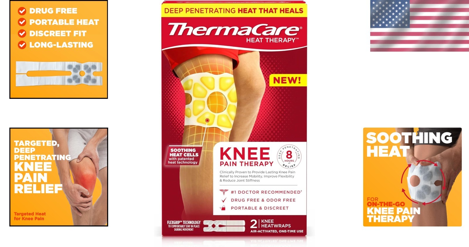 Therapeutic Knee HeatWraps - Flexible, Discreet Relief for Arthritis - 2 Pack