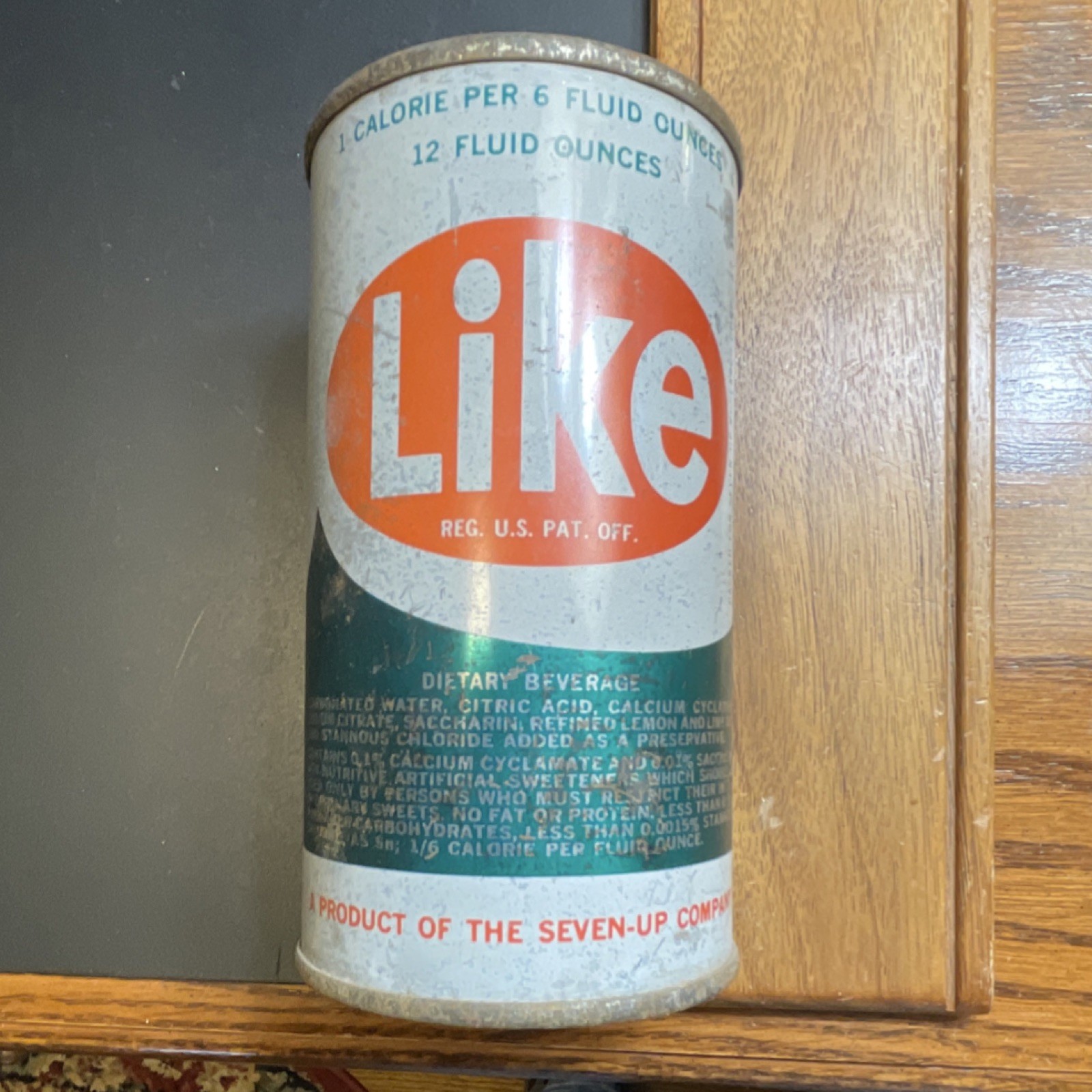 Vintage Like Soda Can Seven-Up Company 12 oz White Teal Orange Collectible