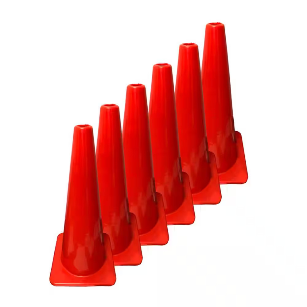 28 In., Orange PVC Traffic Safety Cone, 6-Pack High Visibility