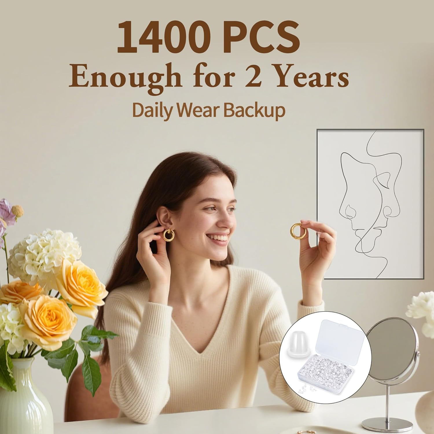 1400PCS Clear Silicone Earring Backs – Soft & Invisible Small clear