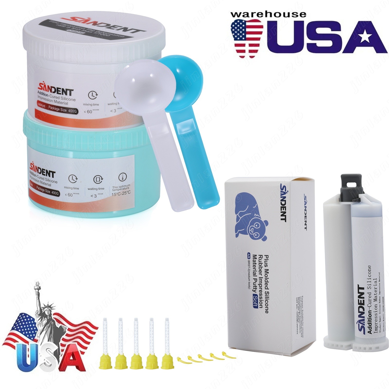 2*400g Impression Material Putty Catalyst Base / 2*25ml Cartridge Medium body