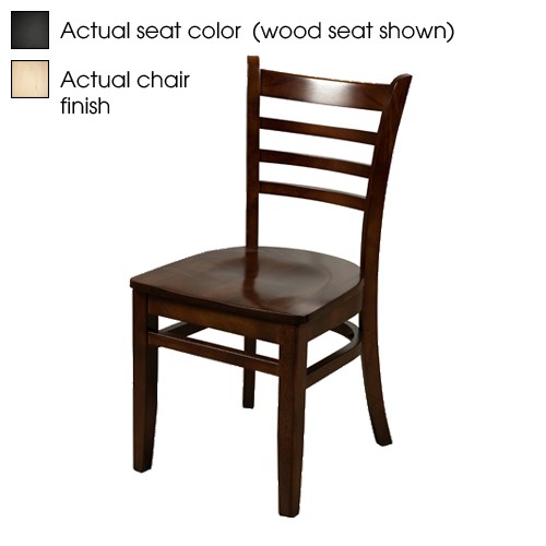 Oak Street Mfg WC101NTBLK Ladderback Natural Wood Chair w/Black Vinyl