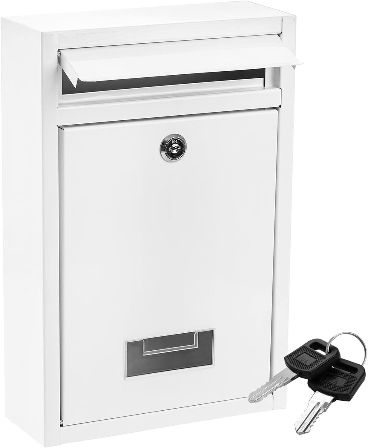 Buzones De Correo Para Casa Exterior Moderno Pared Con 2 Llaves Blanco Poste New