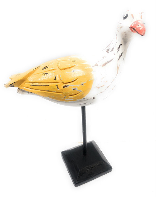 Seagull Bird 11" Wooden - Rustic Yellow Decorative Coastal Accent | #ort1705334y