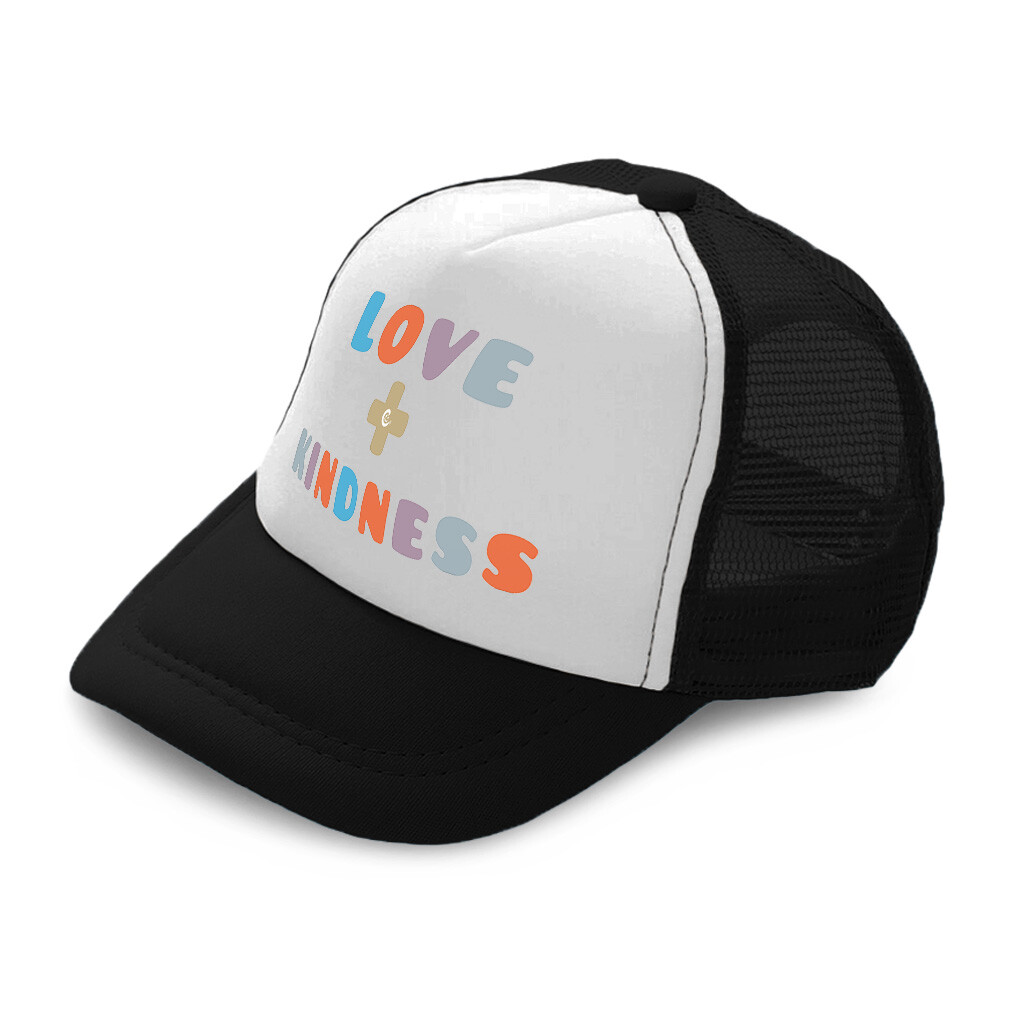 Kids Trucker Hat Love Plus Kindness Polyester Boys Caps & Girls Caps Adjustable