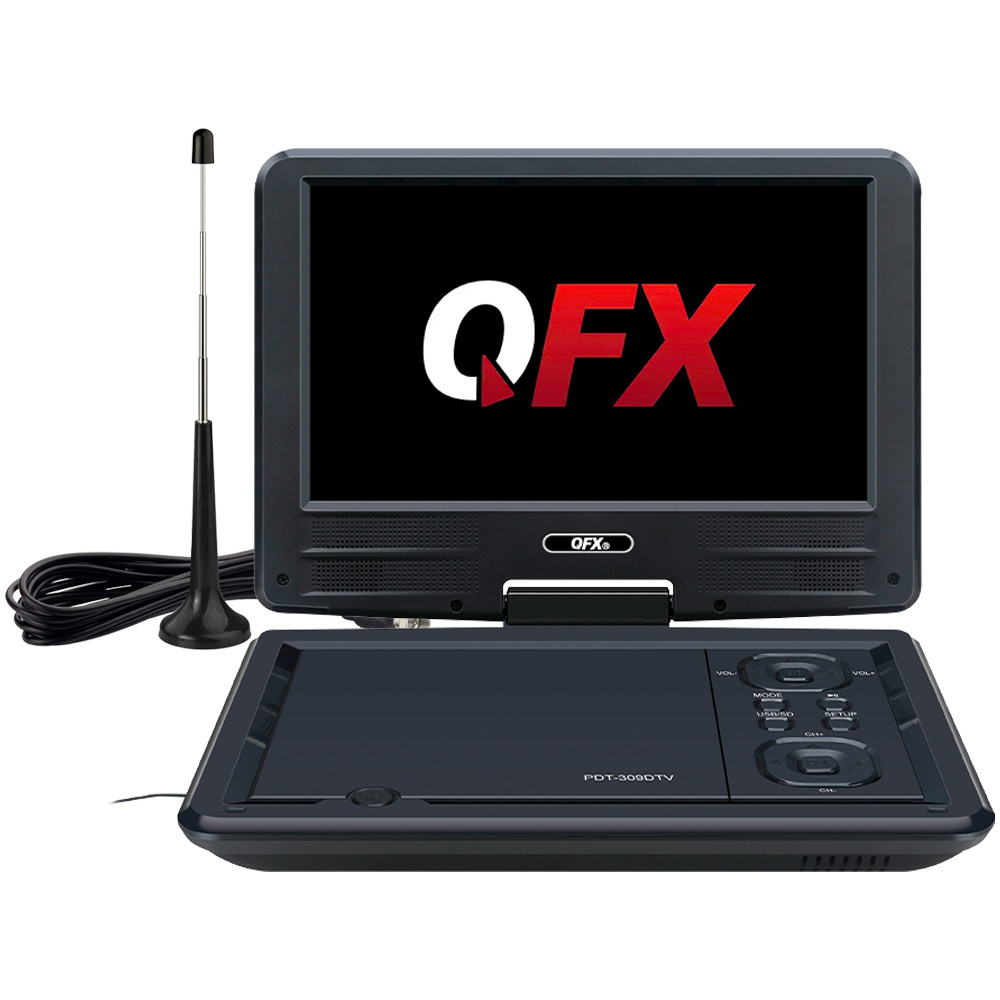 QFX PDT-309DTV 9" Portable DVD/CD Player w/ Digital TV Tuner +USB/SD +Remote