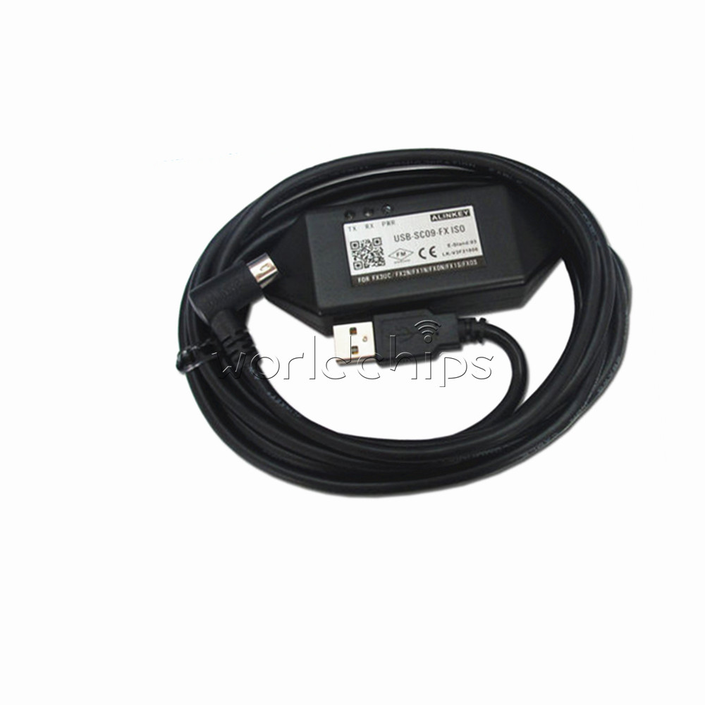 PLC Programming USB-SC09-FX Cable Mitsubishi FX0S/FX1S /FX0N /FX1N/FX2N Black