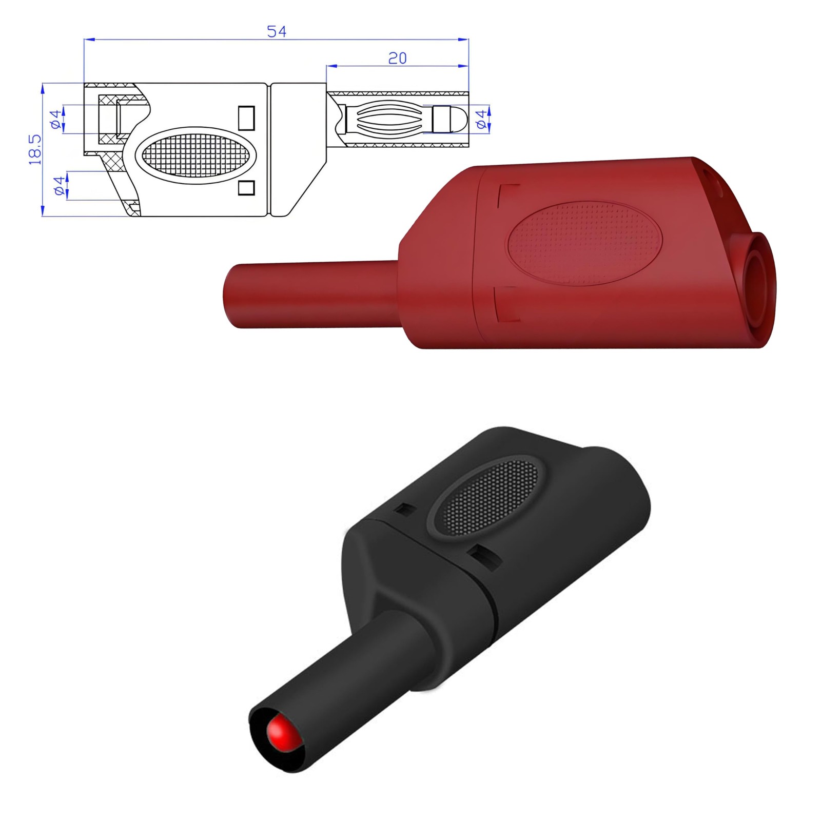 Multimeter Test Leads Ends 4mm Stackable Banana Plug Connectors 600V 32A