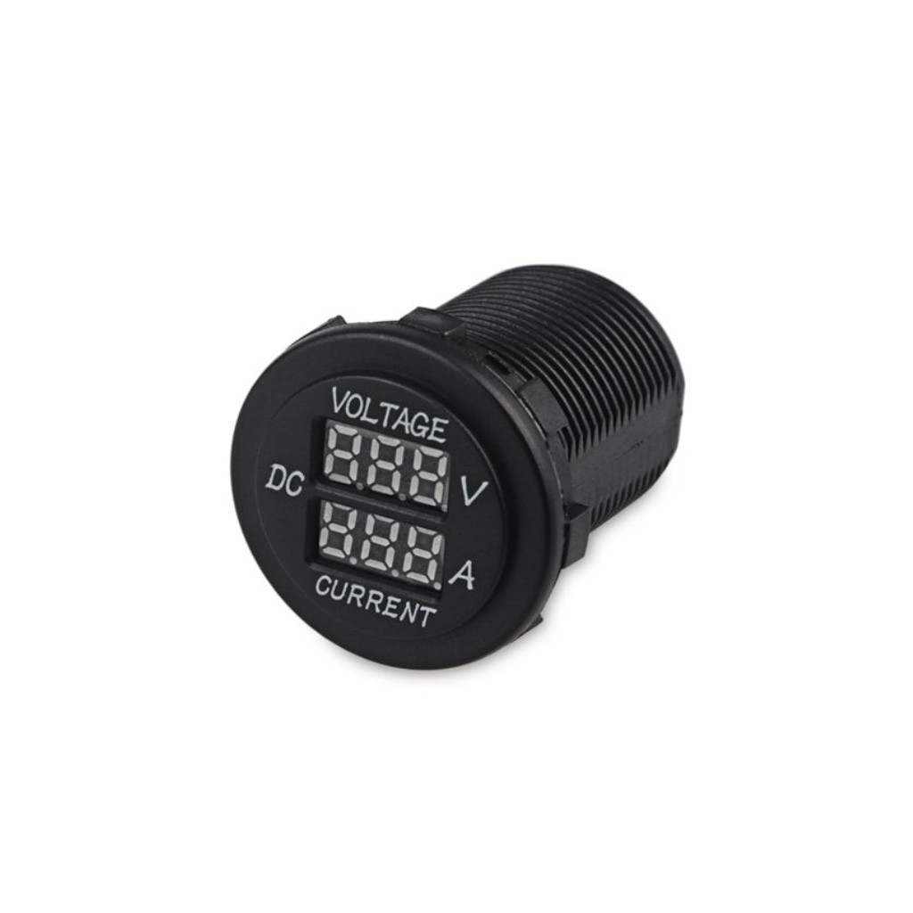 Volt & Amp Meter Round Panel Mount LED Display