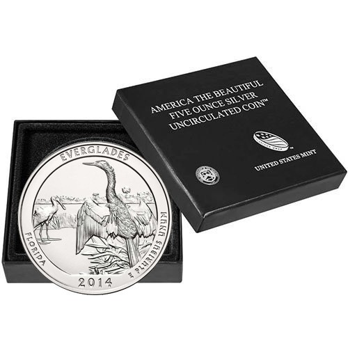 2014-P 5 oz Burnished ATB Everglades Silver Coin (Box, CoA)
