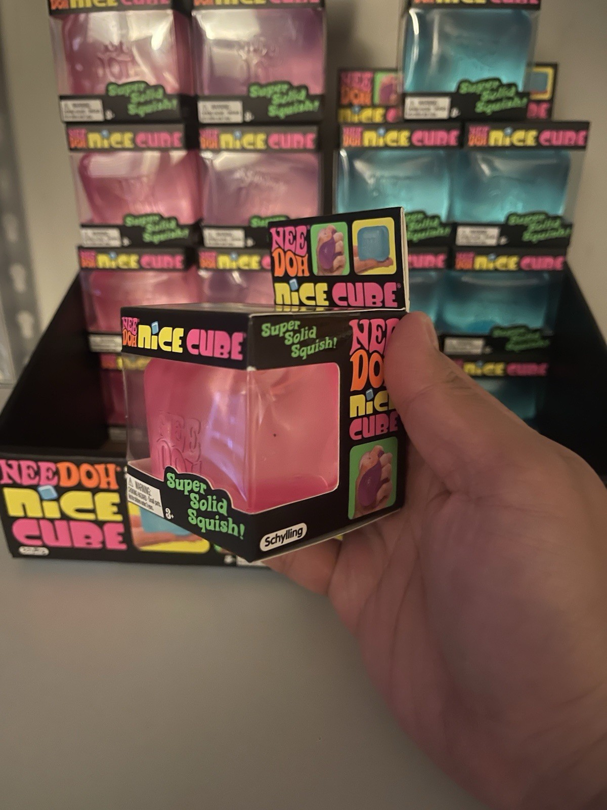 brand new needoh nice cube super solid squish pink