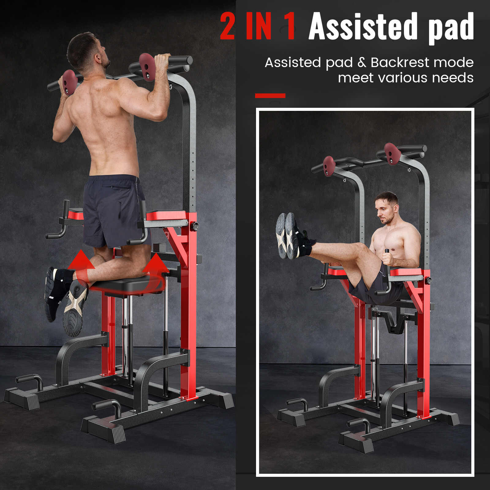 Power Tower Pull Up Bar Dip Station Assistive Trainer Multi-Function Home Gym