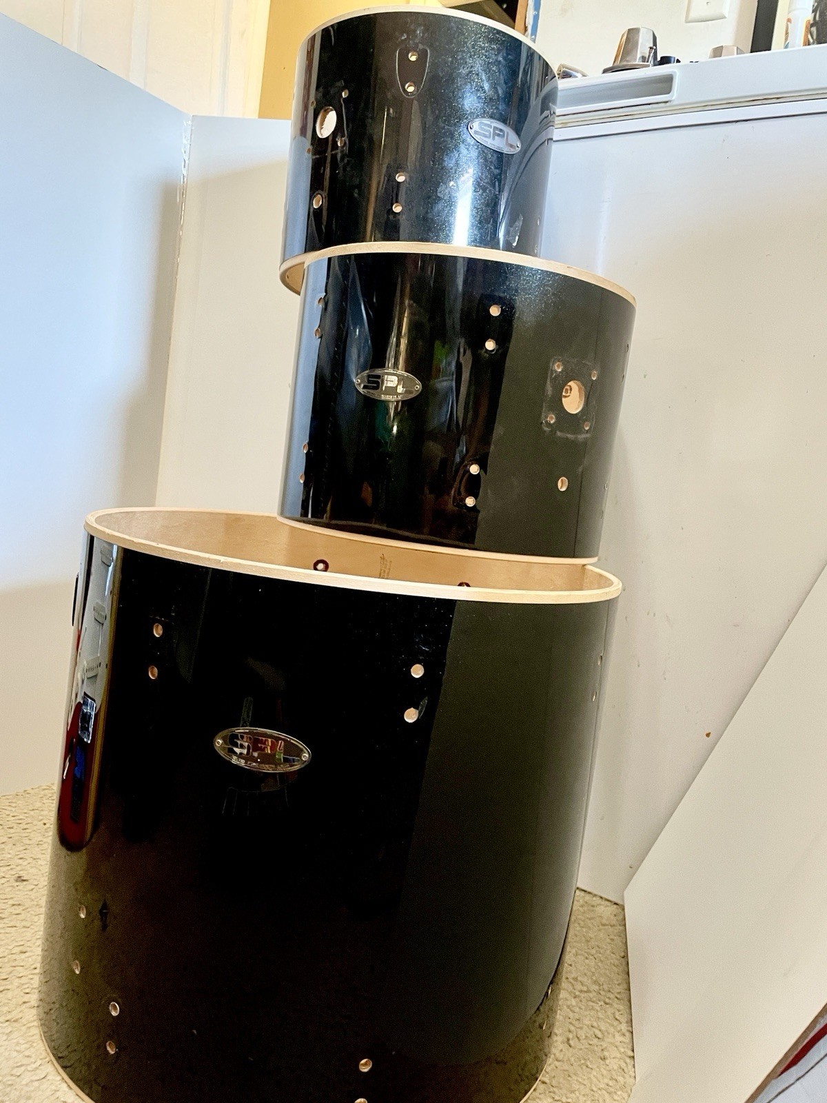 SPL Drum Kit/Set Shell Pack, Black Sparkle Shells Only