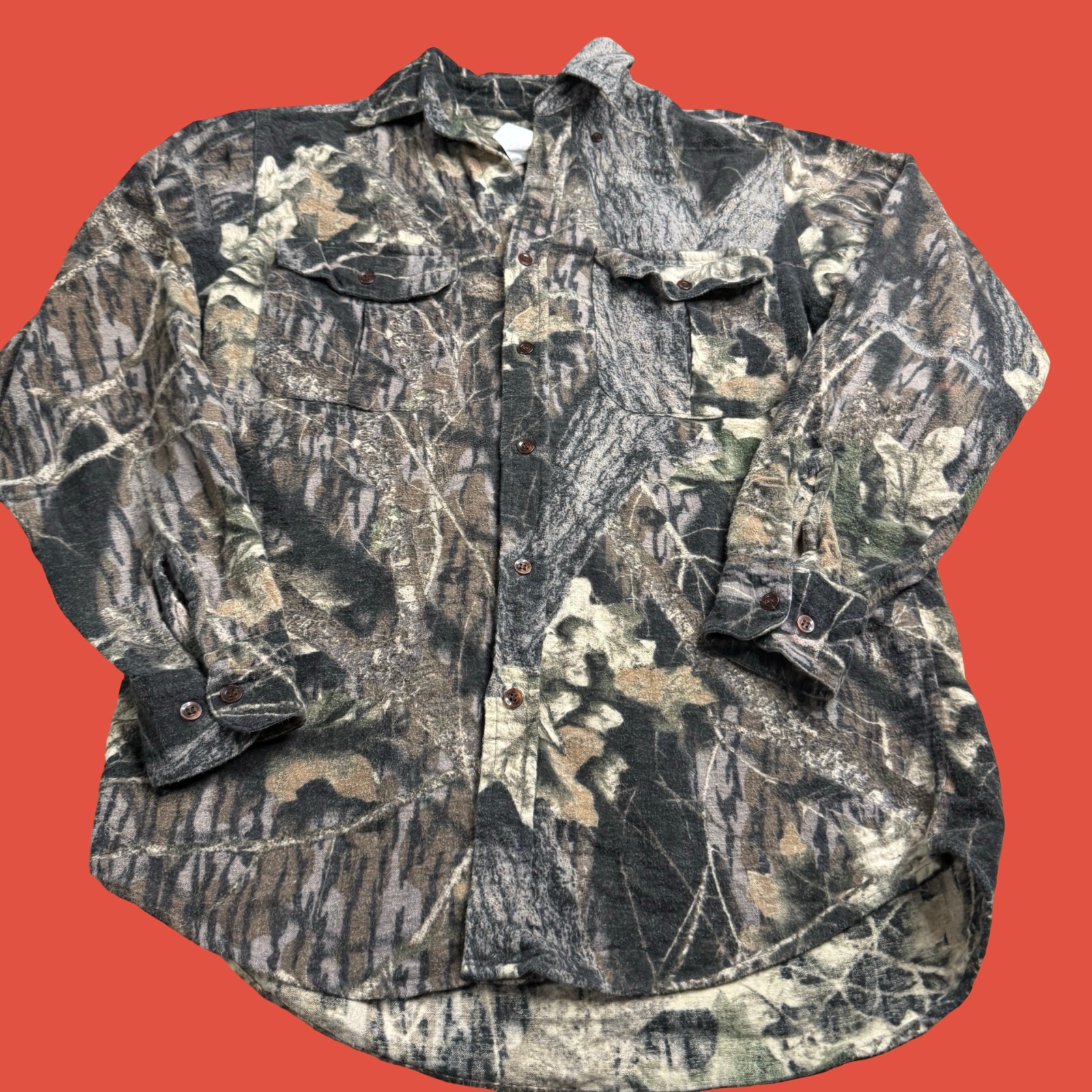 Vintage Ozark Trail Camo Flannel Hunting Shirt Small Button Down Workwear *READ
