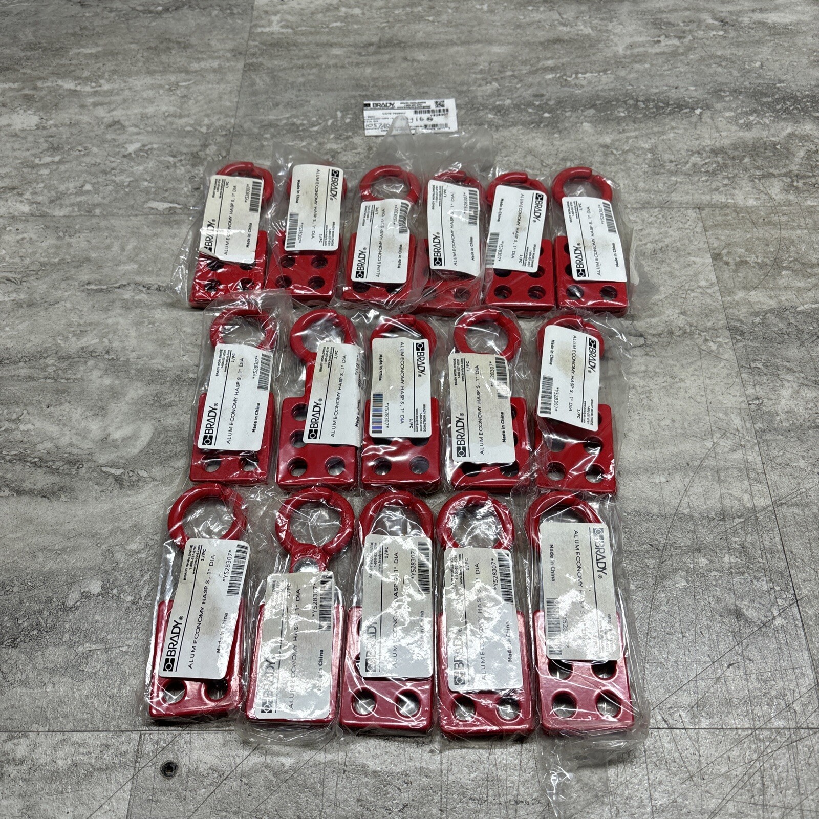 Lot Of 16 BRADY 105720 6 Lock Aluminum Group Lockout Hasp, 1” Diameter, Red, New