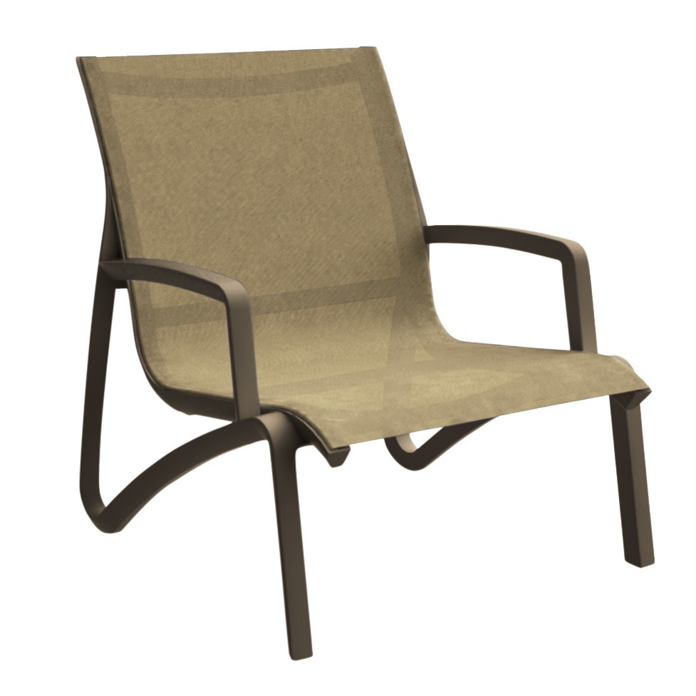 Grosfillex US001599 Cognac / Fusion Bronze Sunset Armless Lounge Chair