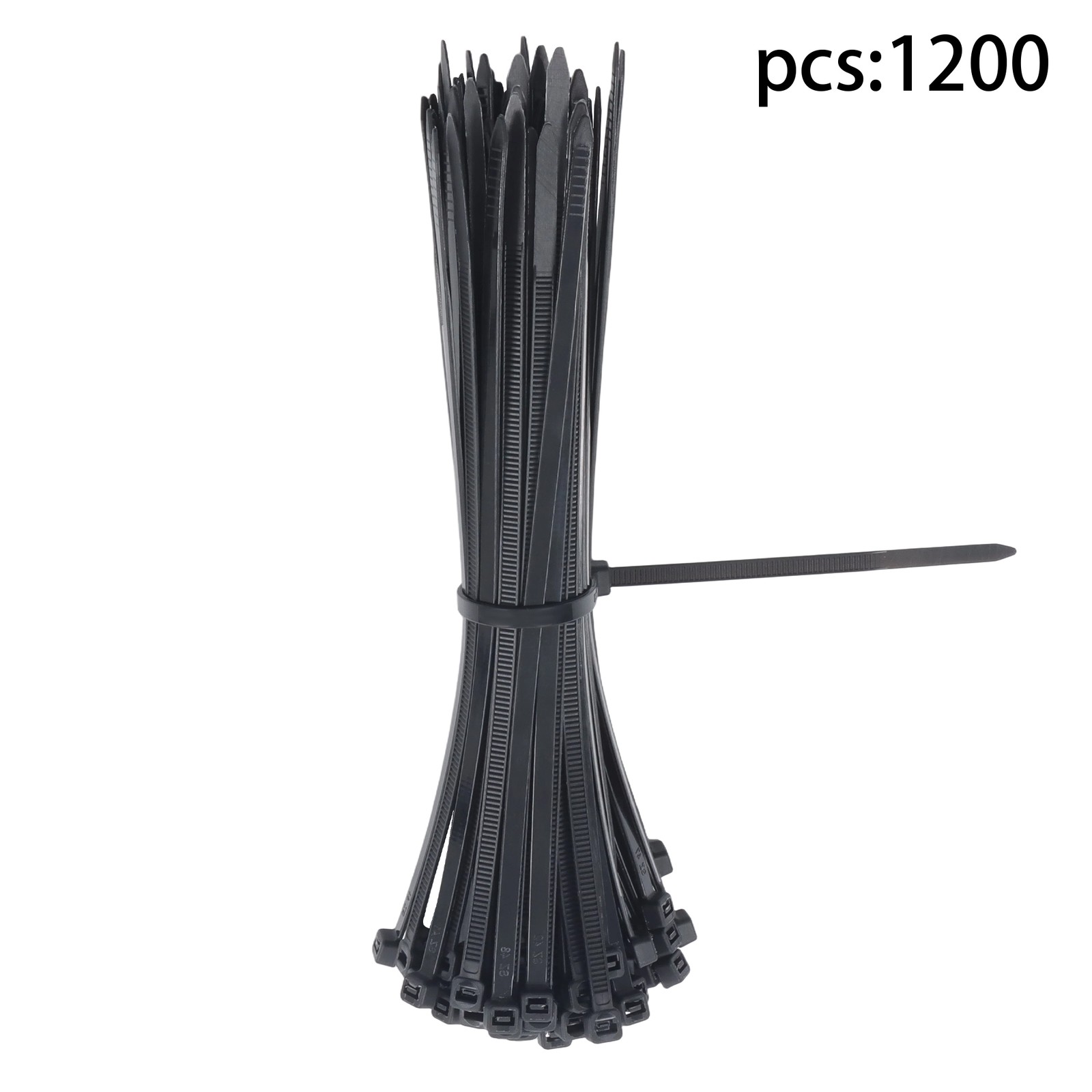8 Inches, 65 lb Tensile Strength, Self-locking Nylon Cable Ties, Black, 1200Pcs