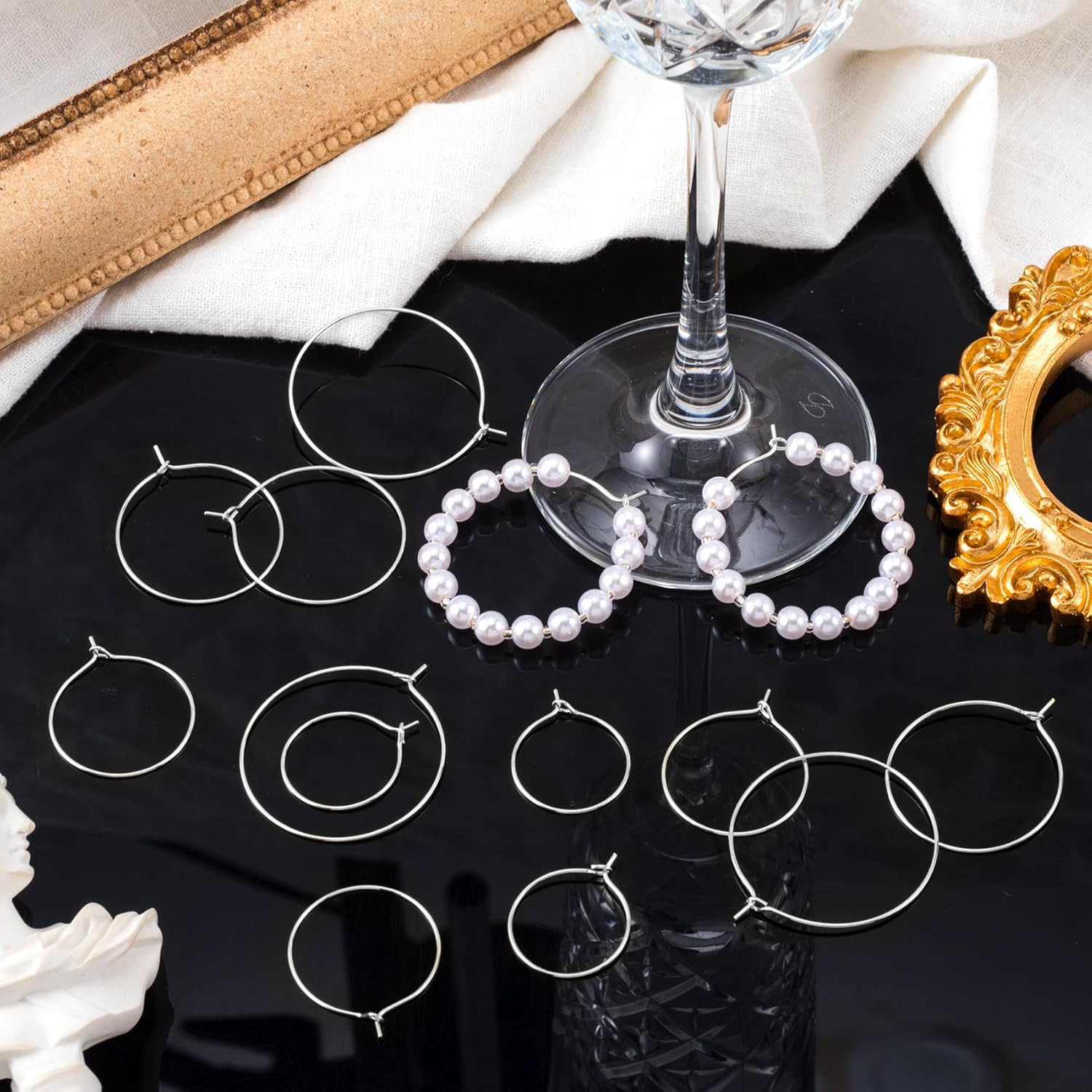 120PCS Earring Hoops, Beading, 4 Sizes, Silver Plated, Open, Round, for DIY Jewe