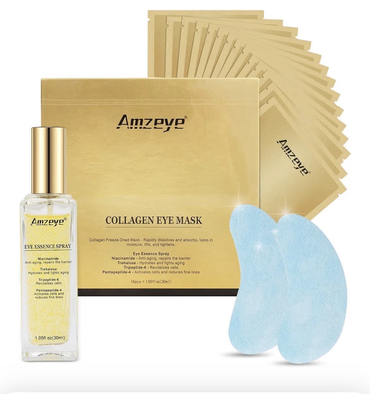 Amzeye Collagen Eye Mask + Eye Essence Spray Anti-aging, Hydration & Revitalizes