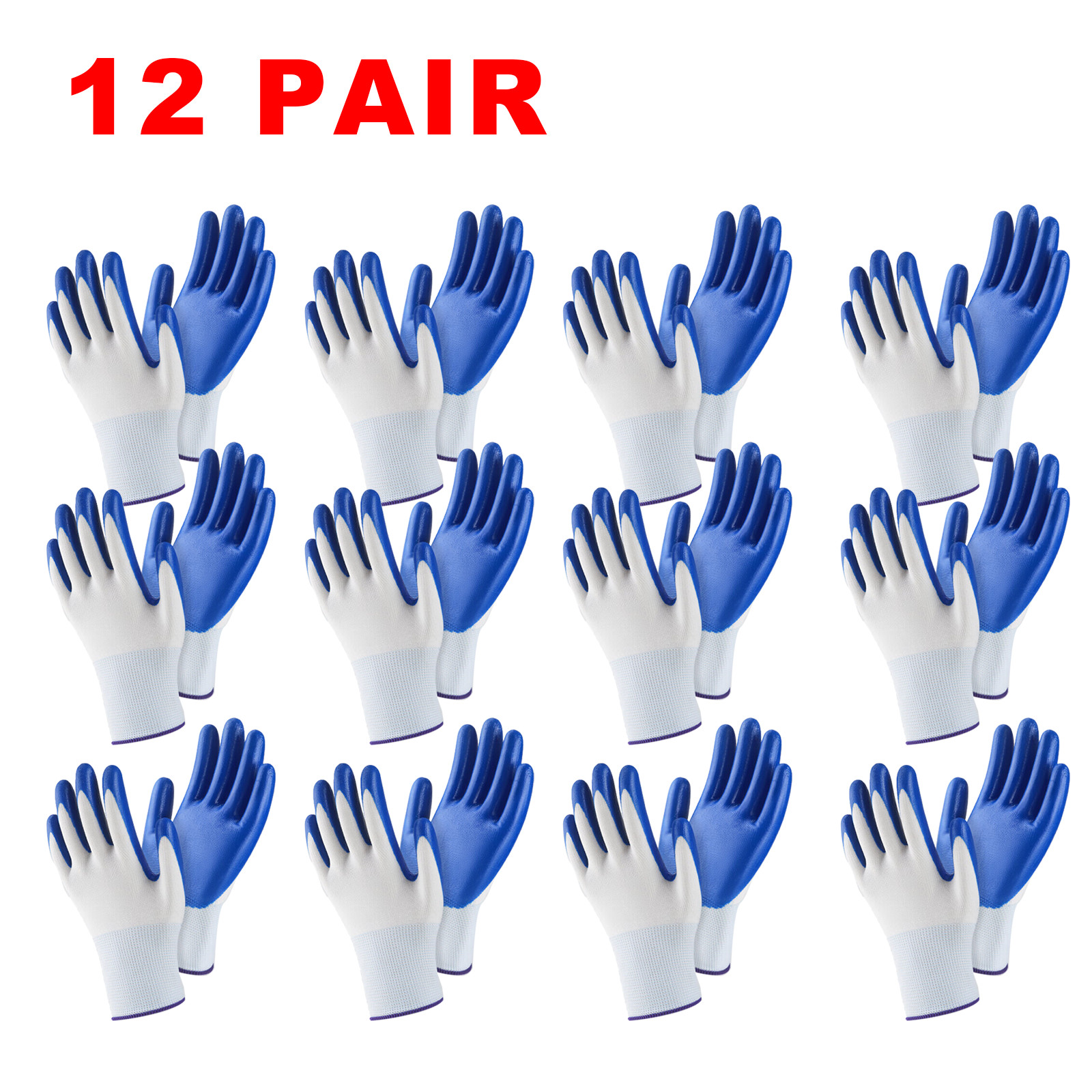 Work Gloves，Foam Nitrile Grip Coated Work Glove 3 Pairs /6 Pairs/12 Pairs