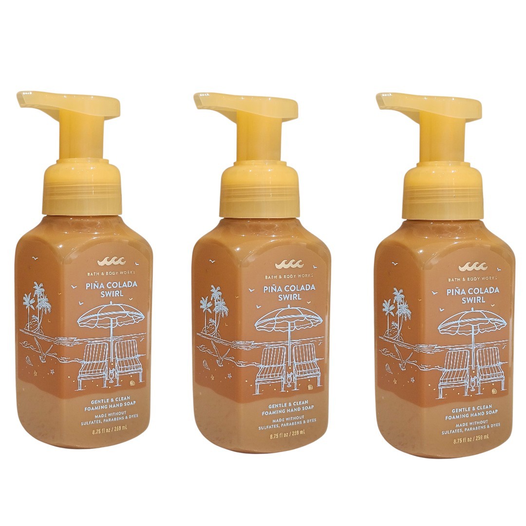NEW 3 Bath & Body Works PINA COLADA SWIRL Gentle Foaming Hand Soap 8.75 oz