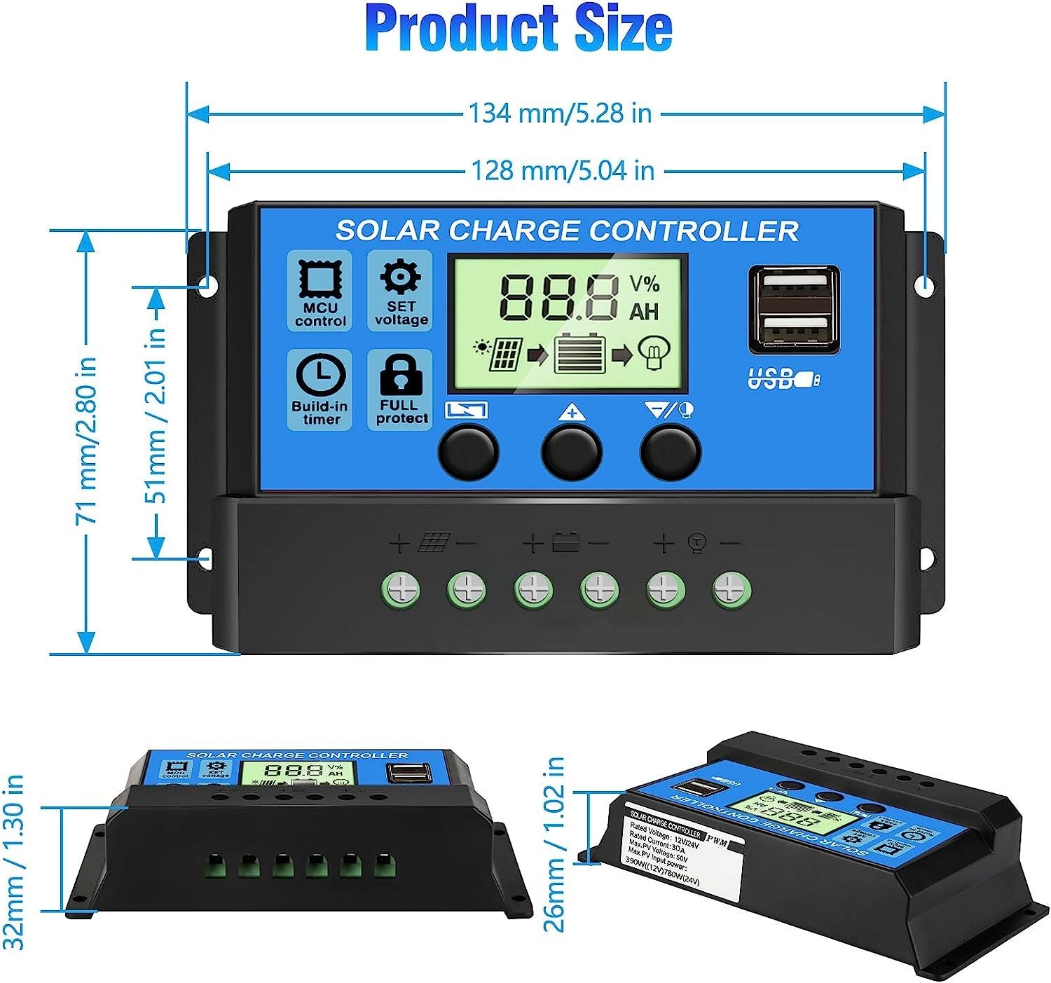 [Upgraded] 30A Solar Charge Controller, 12V/ 24V Solar Panel Regulator with A...