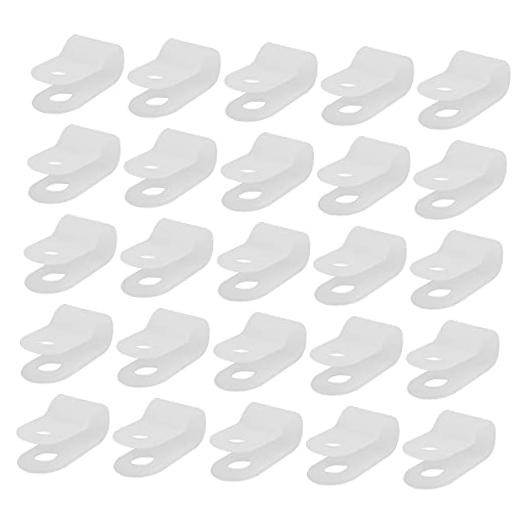 400pcs White Nylon R-Type Cable Clamps Fastener for 1/4 Inch (6.35mm) Dia Wire