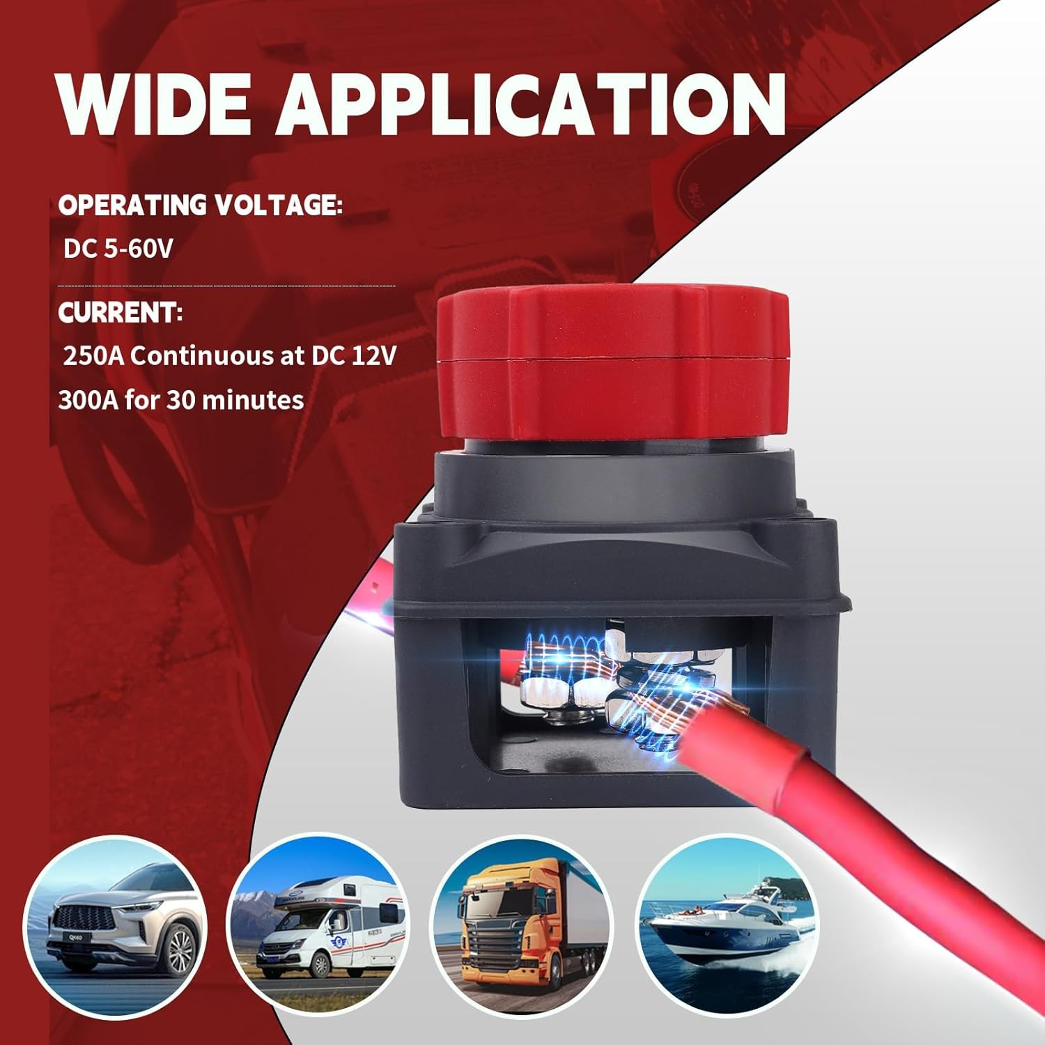 Upgrade Battery Disconnect Switch with Voltmeter, DC 5-60V Master Isolator...