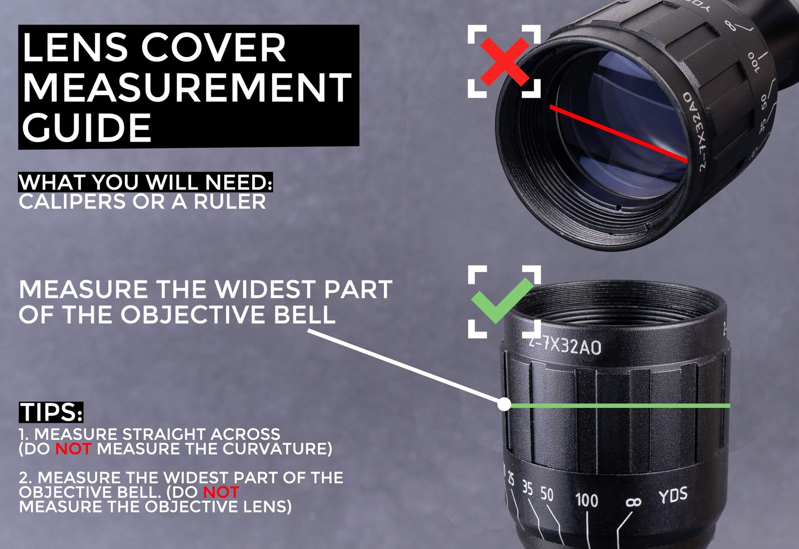 Monstrum Rubberized Flip-Up Rifle Scope Lens Covers Objective Mm Outside