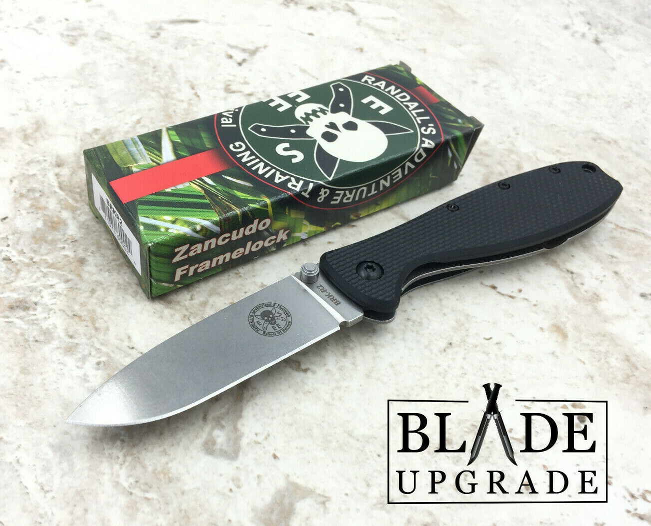ESEE BRK Zancudo Black D2 Framelock Stonewash Back Folding Pocket Knife R2