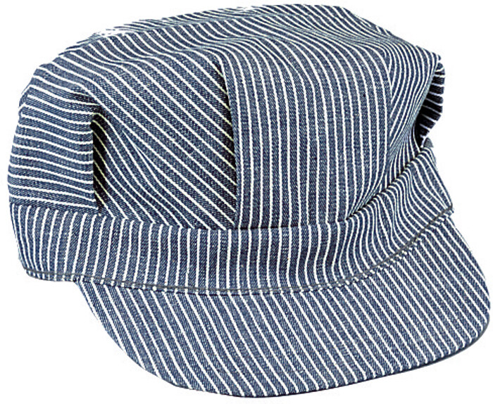 Train Conductor Hat Striped Engineer Blue Hickory Stripe Railroad Military Cap