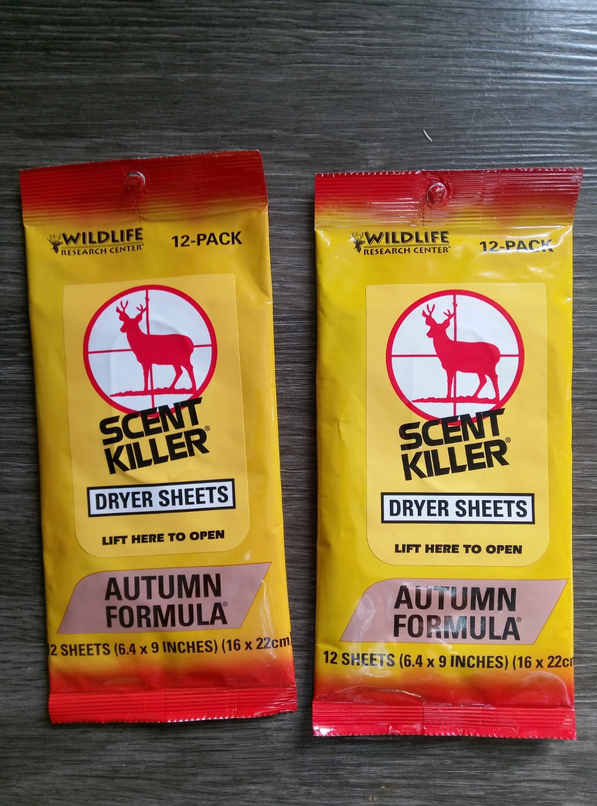 Wildlife Research Scent Killer Gold Dryer Sheets  autumn formula 2 12packs
