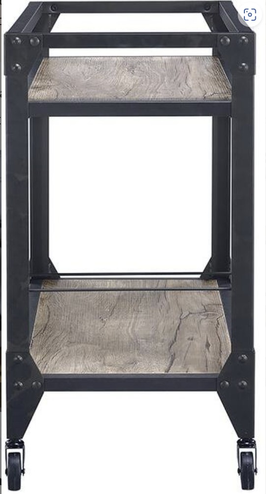 Jorgensen Rustic Oak & Charcoal Finish Serving Cart