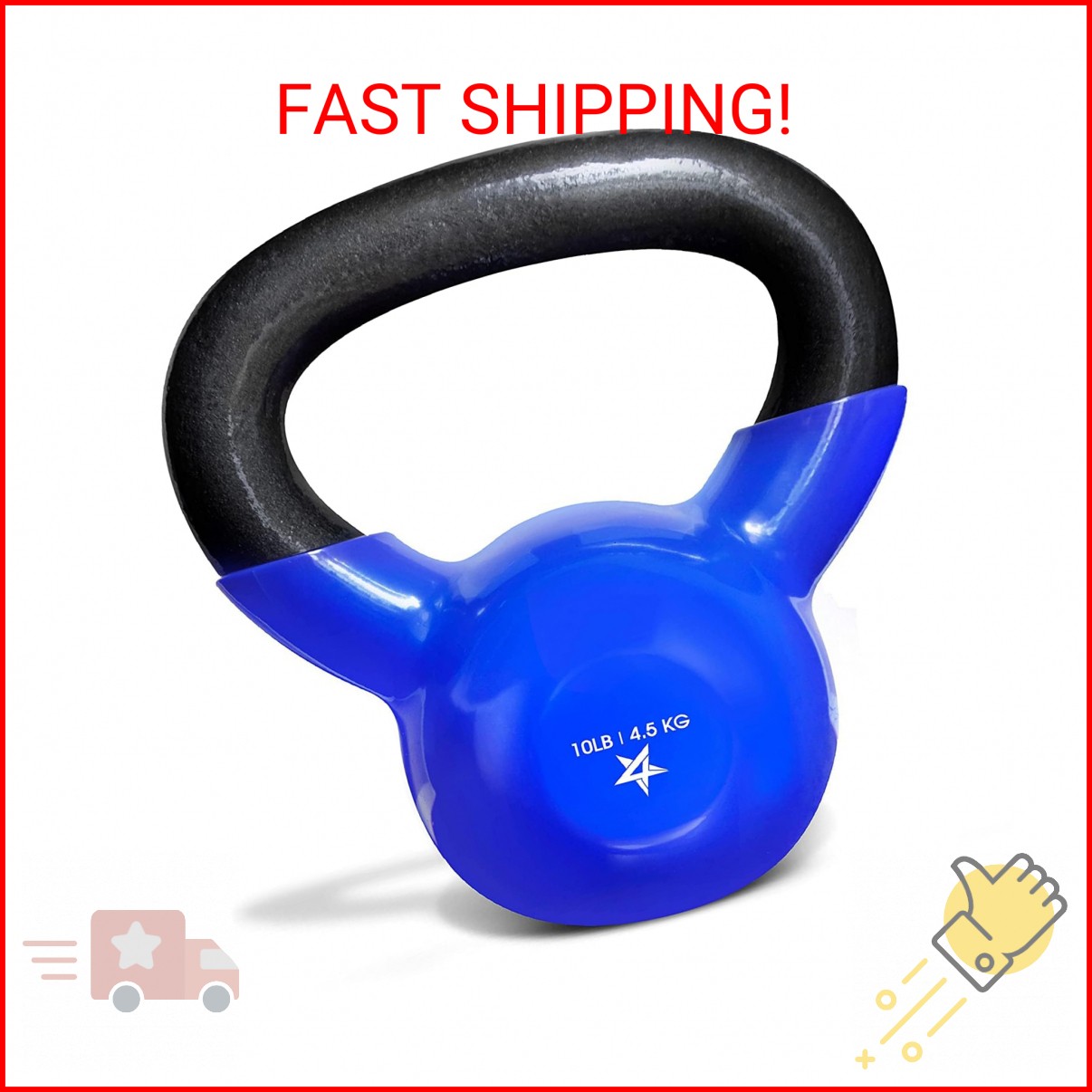 Yes4All Kettlebell, 10 lb Vinyl Coated Cast Iron Strength Training Kettlebells f