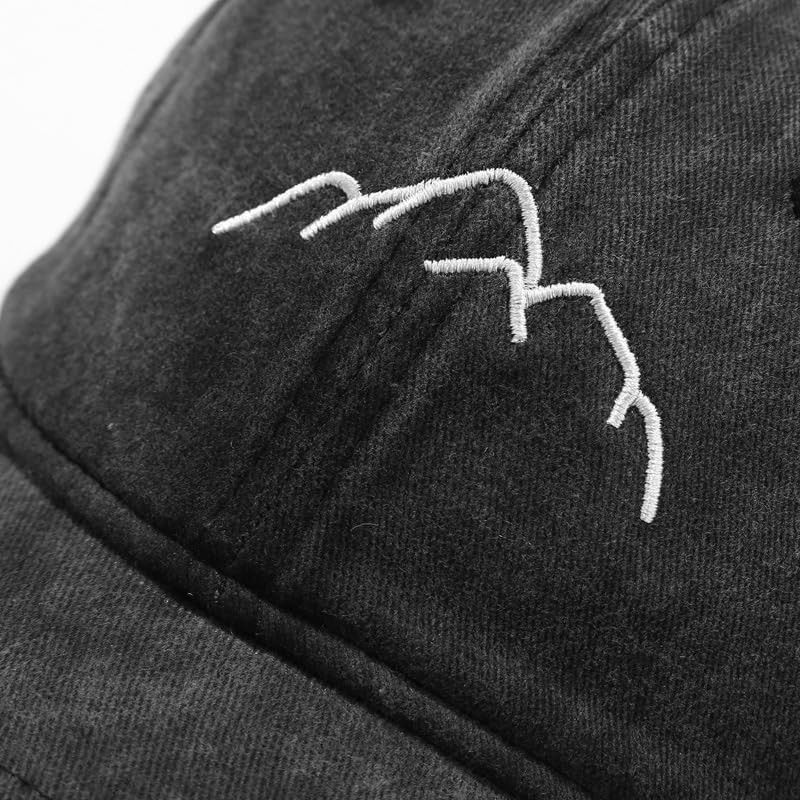 Vintage Washed Distressed Baseball Cap Adjustable One Size Mountain Black