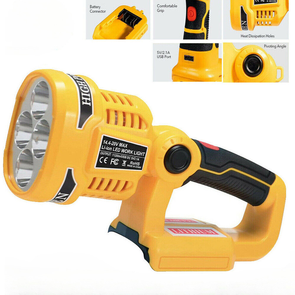 1120LM Spotlight Flashlight LED Work Light JobSite Light For DeWalt 20V Li-Ion
