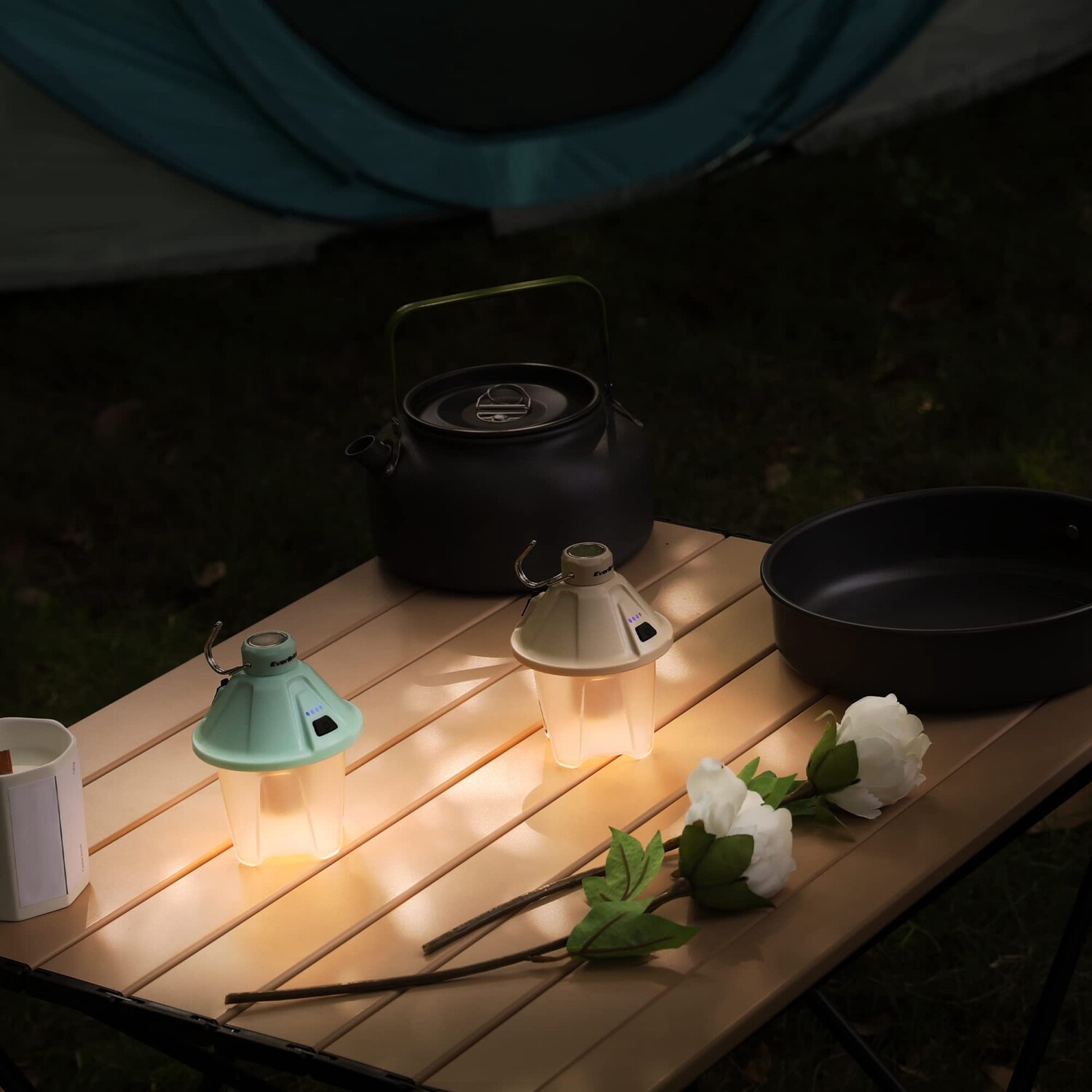 EverBrite 2PC 450LM Camping Lantern Rechargeable Camping Lantern 5 Lighting Mode